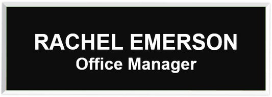 1" x 3" Name Badge Square Corners /Beveled Edge with Magnet backer