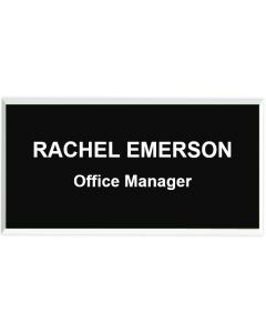 1.5 x 3 Name Badge Square Corners Beveled Edge Magnet Backer 2 Lines