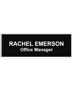 1 x 3 Name Badge Square Corners Beveled Edge Magnet Backer 2 Lines