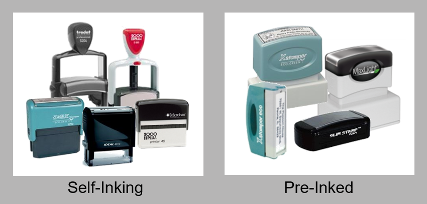 Self inking and preinked stamps